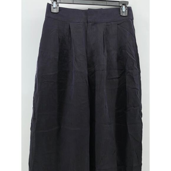 TED BAKER LONDON Women's Navy Pleated Wide-Leg High-Rise Pant SZ 1/US4 - Picture 3 of 10